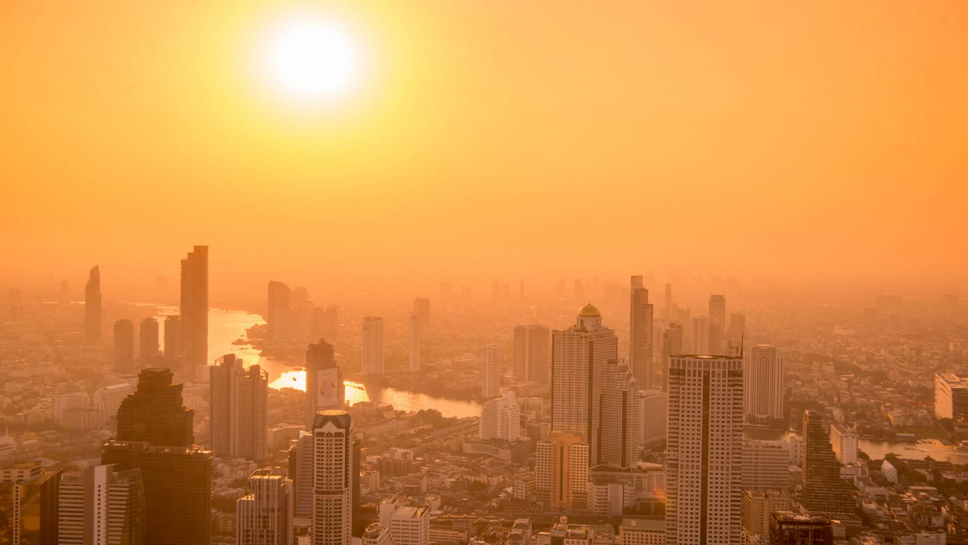 Smoggy city in the sun