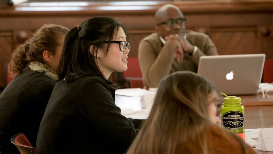 Clare Jeong in the class, "White Hunters, Black Poachers" being taught by Jacob Dlamini 