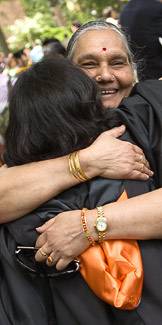 Grandmother hugging