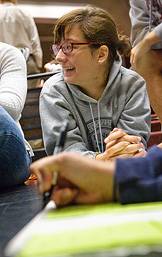 Student laughing