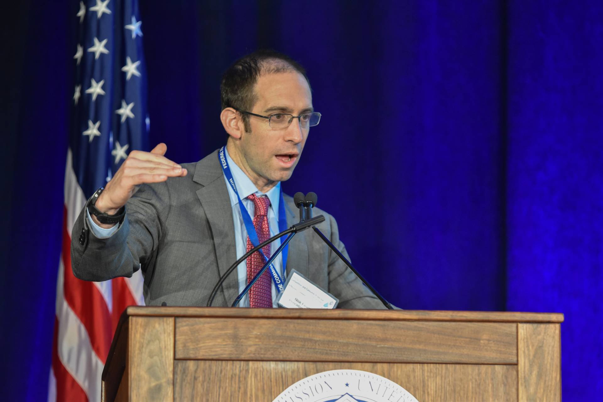 Nick Feamster talking at the podium