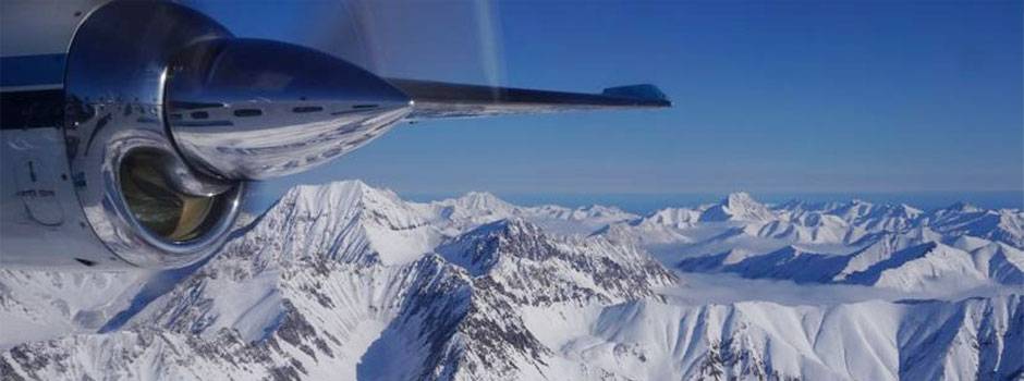 Aerial of alpine snowfields