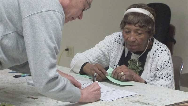 Wooten working at the polls
